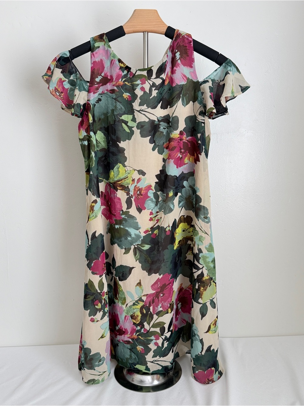 Katherine H Floral Dress Size 6P Petite Cream Pink Green – Missing Back Button